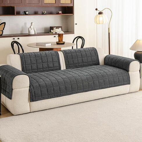Velvet Couch Covers for Sectional Sofa Washable, Non-Slip L Shaped Sectional Couch Cover, Soft Pet Couch Covers for Sofa, Furniture Slipcovers for Loveseat(1PC,35"x63",Dark Grey) in Saudi Arabia