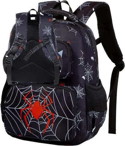 Kids Backpack Boys Girls Ages 3-8 Spider Backpack Kindergarten Elementary School 15 Inch Children Bookbag with Chest Strap Padded Back, Spider Red in Saudi Arabia