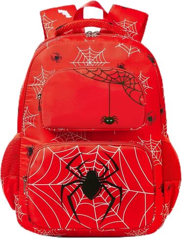 Kids Backpack Boys Girls Ages 3-8 Spider Backpack Kindergarten Elementary School 15 Inch Children Bookbag with Chest Strap Padded Back, Spider Red in Saudi Arabia