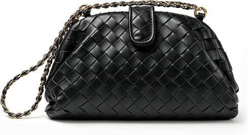 Joryin Woven Evening Bag for Women Woven Leather Dumpling Clutch Crossbody Handbag Shoulder Purse, Vegan Leather in Saudi Arabia