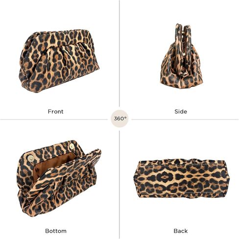 ENBEI Leopard Print Clutch Purse for Women - Waterproof Faux Leather Evening Bag, Handbag with Dual Snap Closure, Perfect for Party, Wedding, Date Night & Casual Afternoon Tea in Saudi Arabia