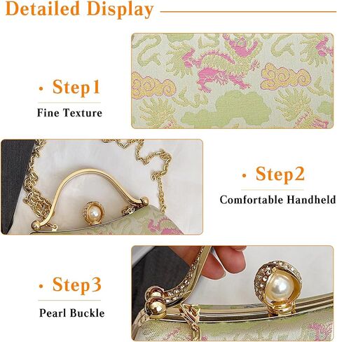 CORIOS Women Evening Bag Embroidery Clutch Bag Vintage Handbag Bridal Wedding Purse Elegant Shoulder Bag Top Handle Bag in Kuwait