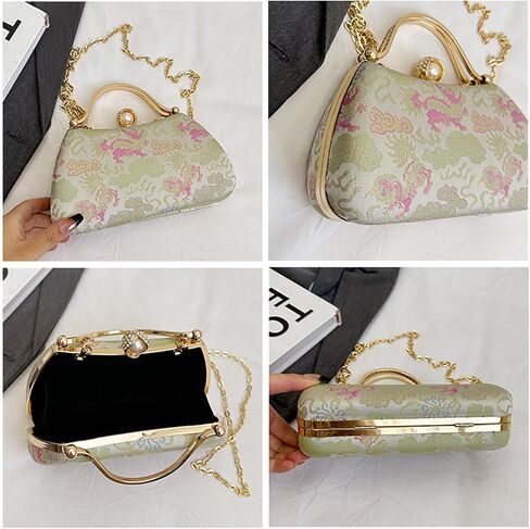 CORIOS Women Evening Bag Embroidery Clutch Bag Vintage Handbag Bridal Wedding Purse Elegant Shoulder Bag Top Handle Bag in Kuwait
