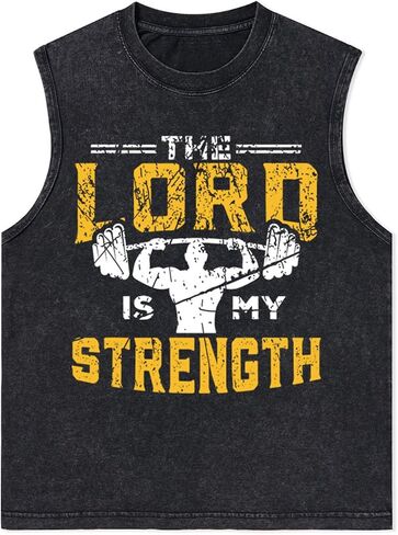 Men's Heavyweight Muscle Tee, Christian Faith Fitness Gym Tank Top, Vintage Graphic Sleeveless Streetwear T-Shirt in Saudi Arabia