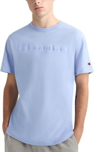Champion Men's Graphic Short Sleeve T-Shirt, Standard Fit, Tonal Script Logo, Midweight 100% Cotton in Saudi Arabia