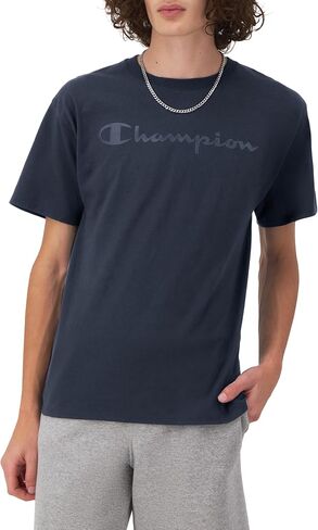 Champion Men's Graphic Short Sleeve T-Shirt, Standard Fit, Tonal Script Logo, Midweight 100% Cotton in Saudi Arabia