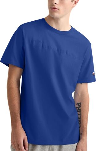 Champion Men's Graphic Short Sleeve T-Shirt, Standard Fit, Tonal Script Logo, Midweight 100% Cotton in Saudi Arabia