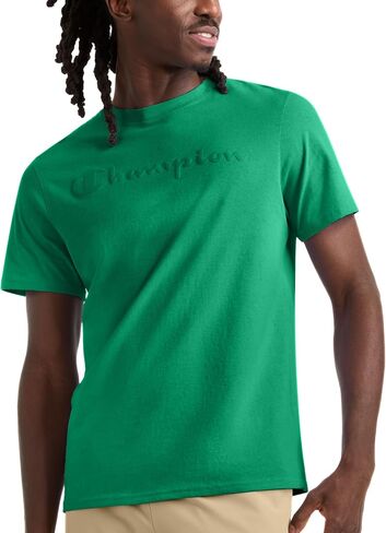 Champion Men's Graphic Short Sleeve T-Shirt, Standard Fit, Tonal Script Logo, Midweight 100% Cotton in Saudi Arabia