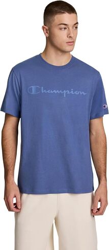 Champion Men's Graphic Short Sleeve T-Shirt, Standard Fit, Tonal Script Logo, Midweight 100% Cotton in Saudi Arabia