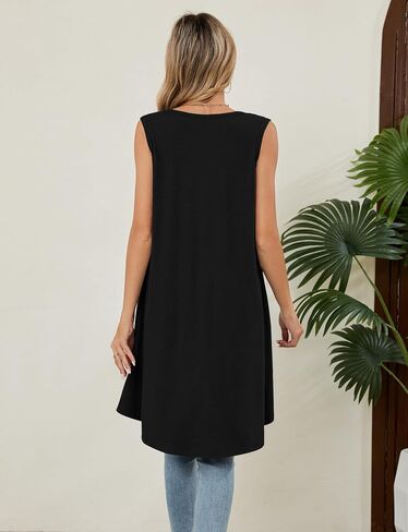 Naggoo Women's Sleeveless Tunic Tops Button V Neck High Low Casual Long Shirts Summer Tank Tops in Saudi Arabia