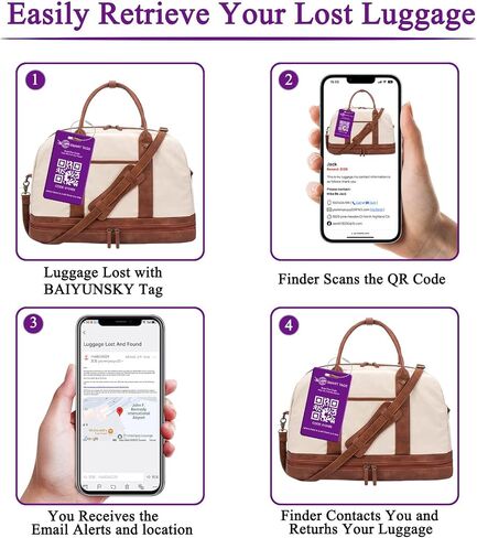 Smart Luggage Tags with QR Code Location Display, 2 Pack Privacy QR Code Lost and Found Luggage Tracking Tag, Waterproof & Durable Travel ID Labels for Suitcases & Backpacks(Purple) in Saudi Arabia