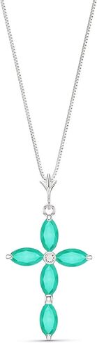 Galaxy Gold GG 14k Yellow, White, Rose Gold Genuine Diamond & Emerald Cross Pendant Necklace in Saudi Arabia
