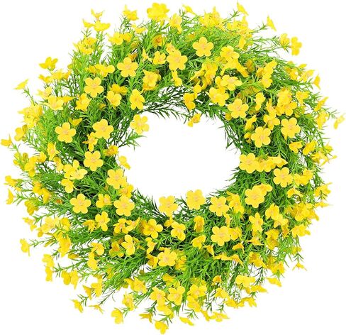 Summer Wreaths for Front Door 24 Inch Artificial Forsythia Wreaths with Colorful Silk Flowers for Home Farmhouse Indoor Outdoor Wall Décor-Pink in Saudi Arabia