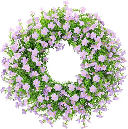 Summer Wreaths for Front Door 24 Inch Artificial Forsythia Wreaths with Colorful Silk Flowers for Home Farmhouse Indoor Outdoor Wall Décor-Pink in Kuwait