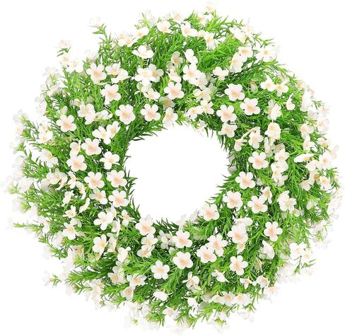 Summer Wreaths for Front Door 24 Inch Artificial Forsythia Wreaths with Colorful Silk Flowers for Home Farmhouse Indoor Outdoor Wall Décor-Pink in Kuwait