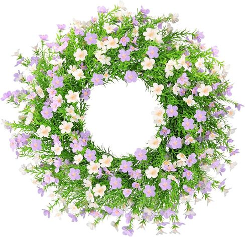 Summer Wreaths for Front Door 24 Inch Artificial Forsythia Wreaths with Colorful Silk Flowers for Home Farmhouse Indoor Outdoor Wall Décor-Pink in Kuwait