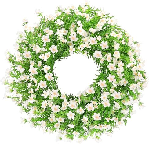 Summer Wreaths for Front Door 24 Inch Artificial Forsythia Wreaths with Colorful Silk Flowers for Home Farmhouse Indoor Outdoor Wall Décor-Pink in Kuwait