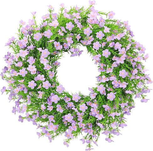 Summer Wreaths for Front Door 24 Inch Artificial Forsythia Wreaths with Colorful Silk Flowers for Home Farmhouse Indoor Outdoor Wall Décor-Pink in Kuwait