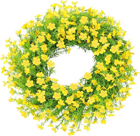 Summer Wreaths for Front Door 24 Inch Artificial Forsythia Wreaths with Colorful Silk Flowers for Home Farmhouse Indoor Outdoor Wall Décor-Pink in Kuwait