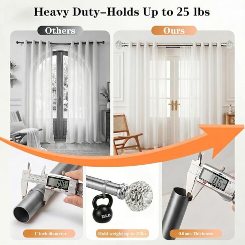 Silver Modern Curtain Rods for Windows 68 to 140 Inch,72-144 Inch Decorative Curtain Rod with Acrylic Crystal Finials, Heavy Duty Adjustable Window Treatment Rods forLiving-room Bedroom in Saudi Arabia