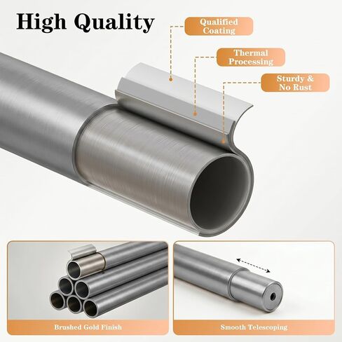 Silver Modern Curtain Rods for Windows 68 to 140 Inch,72-144 Inch Decorative Curtain Rod with Acrylic Crystal Finials, Heavy Duty Adjustable Window Treatment Rods forLiving-room Bedroom in Saudi Arabia