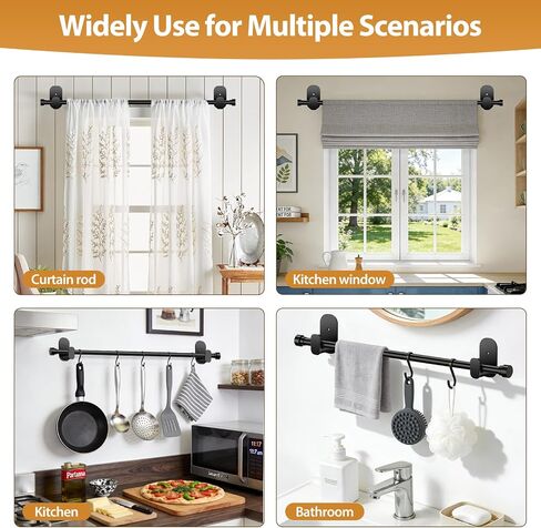 TONIAL Curtain Rods No Drilling for Windows from 40 to 53 Inches, 5/8 Inch Curtain Rod 32 to 58 inch with Adhesive Brackets without drilling, Renter Apartment Friendly Adjustable Drapery Rods, White in Saudi Arabia