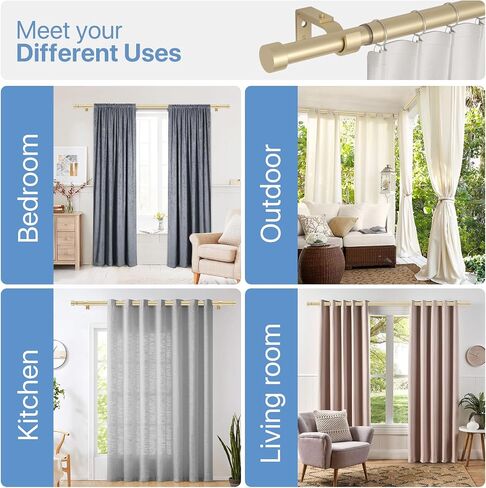 Gold Curtain Rod 84 inch, Heavy Duty Curtain Rods for Windows Adjustable, 1 inch Metal Drapery Rods with End Cap Finials, Modern Drapery Rods for Sliding Door, Bedroom, Living Room in Saudi Arabia