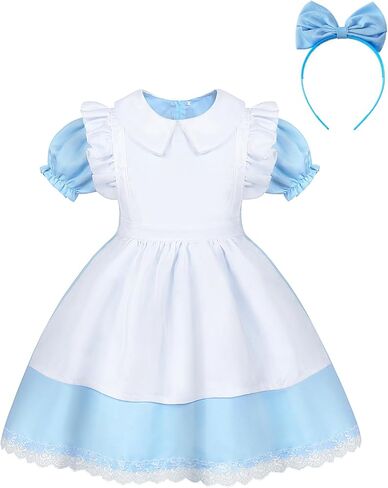 COTRIO Girls Princess Costume with Headband Princess Dress Up Book Character Day Dresses Birthday Party Halloween Outfits in Saudi Arabia