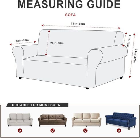 ANARACHON Faux Leather Fabric 1-Piece Stretch Sofa Slipcover, Non Slip Washable Couch Cover, Scratch Resistant Furniture Protector for Dogs Cats, Fits Width Up to 88 Inch, Chocolate in Saudi Arabia