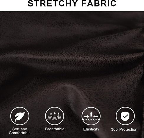 ANARACHON Faux Leather Fabric 1-Piece Stretch Sofa Slipcover, Non Slip Washable Couch Cover, Scratch Resistant Furniture Protector for Dogs Cats, Fits Width Up to 88 Inch, Chocolate in Saudi Arabia