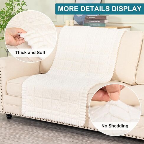 KRFOONN Couch Cover for Dogs Washable Sofa Covers for 3 Cushion Non-Slip Fuzzy Couch Cushion Covers Sofa Slipcovers Couches Furniture Protector with Elastic Straps for Dogs Pets Mat(Beige,27.6" x 59") in Saudi Arabia