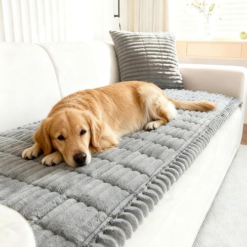 Couch Cover for Dogs Light Gray Fuzzy Non Slip Dog Couch Cover, Washable Plush Sofa Covers for Dogs, Pet Couch Covers for 3 Cushion Couch, Protector for All Sofas.(Light Gray,27.6" x 70.9") in Saudi Arabia