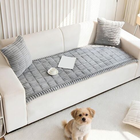 Couch Cover for Dogs Light Gray Fuzzy Non Slip Dog Couch Cover, Washable Plush Sofa Covers for Dogs, Pet Couch Covers for 3 Cushion Couch, Protector for All Sofas.(Light Gray,27.6" x 70.9") in Saudi Arabia