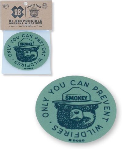 Noso Smokey Bear Officially Licensed Patch, Peel & Stick No-Sew Waterproof Fabric Patch for Jackets, Tents, Rain Shells, Sleeping Pads, Hats, Outdoor Gear & Clothing, Supports Wildfire Prevention in Kuwait