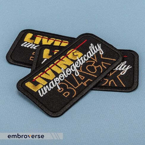 EMBROVERSE Living Unapologetically Black - Melanin Black Queen - Embroidered Iron On Patches - Size: 4 x 2.3 inches in Kuwait