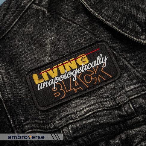 EMBROVERSE Living Unapologetically Black - Melanin Black Queen - Embroidered Iron On Patches - Size: 4 x 2.3 inches in Kuwait