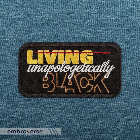EMBROVERSE Living Unapologetically Black - Melanin Black Queen - Embroidered Iron On Patches - Size: 4 x 2.3 inches in Kuwait