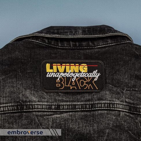 EMBROVERSE Living Unapologetically Black - Melanin Black Queen - Embroidered Iron On Patches - Size: 4 x 2.3 inches in Kuwait