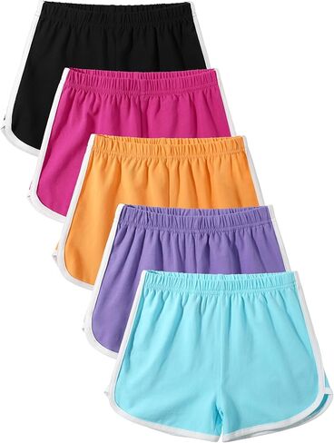 5 Pack Cotton Girls Shorts Toddler Girls Athletic Biker Running Shorts Dolphin Yoga Shorts for Kids in Saudi Arabia