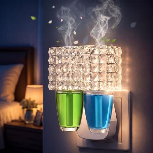 Patelai 1 Pack Wall Fragrance Duo Plug in Compatible with Bath and Body Works Wallflowers Refills with Night Light, 3 Level Scent Control, Decorative Diamond 2 Slot Oil Diffuser for Home Office in Kuwait