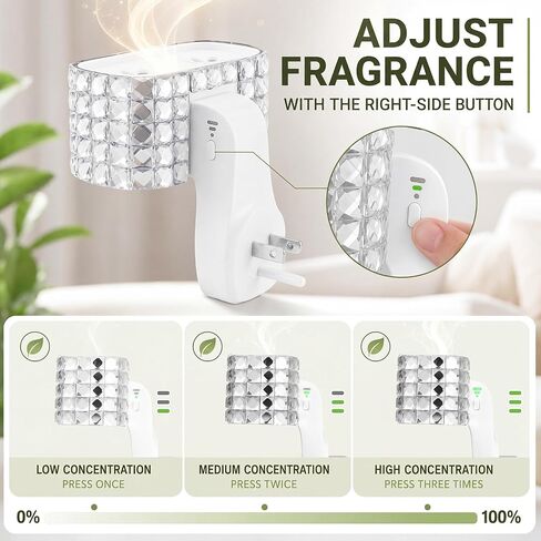 Patelai 1 Pack Wall Fragrance Duo Plug in Compatible with Bath and Body Works Wallflowers Refills with Night Light, 3 Level Scent Control, Decorative Diamond 2 Slot Oil Diffuser for Home Office in Kuwait