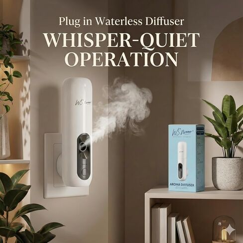 Waterless Essential Oil Diffuser Plug in wall, Automatic Home Frangrance Diffuser for Bedroom Bathroom Kitchen, 25dB Ultra-Quiet Aroma Diffuser, Works with Most Essential Oils and Pure Aroma Oil in Saudi Arabia