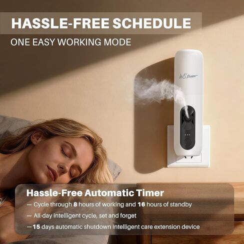 Waterless Essential Oil Diffuser Plug in wall, Automatic Home Frangrance Diffuser for Bedroom Bathroom Kitchen, 25dB Ultra-Quiet Aroma Diffuser, Works with Most Essential Oils and Pure Aroma Oil in Saudi Arabia