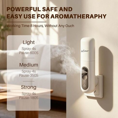 Waterless Essential Oil Diffuser Plug in wall, Automatic Home Frangrance Diffuser for Bedroom Bathroom Kitchen, 25dB Ultra-Quiet Aroma Diffuser, Works with Most Essential Oils and Pure Aroma Oil in Saudi Arabia