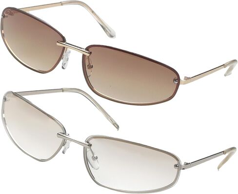 Y2K Sunglasses for Women Trendy Metal Wrap Around Shades, Retro 90s Oval Eyewear UV400 in Saudi Arabia