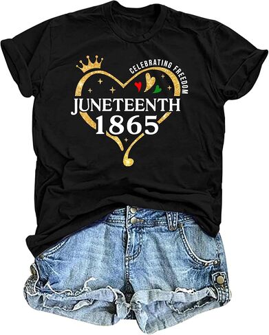 Juneteenth T-Shirts Women Black History Shirt Celebrate 1865 Juneteenth Tee African American Freedom Tops in Kuwait