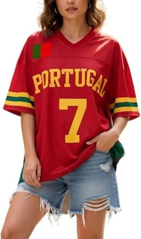 Jersey Shirts for Women Y2k Number Graphic Shirt Oversized Short Sleeve V Neck Shirts Streetwear Summer Tops in Saudi Arabia