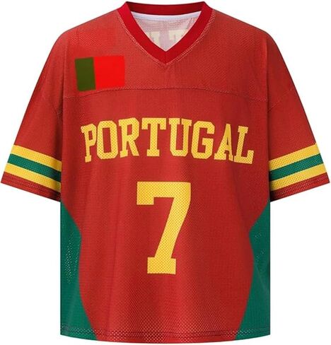 Jersey Shirts for Women Y2k Number Graphic Shirt Oversized Short Sleeve V Neck Shirts Streetwear Summer Tops in Saudi Arabia