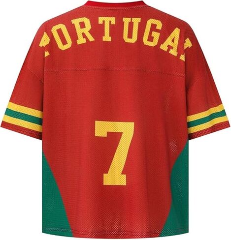 Jersey Shirts for Women Y2k Number Graphic Shirt Oversized Short Sleeve V Neck Shirts Streetwear Summer Tops in Saudi Arabia
