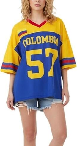 Jersey Shirts for Women Y2k Number Graphic Shirt Oversized Short Sleeve V Neck Shirts Streetwear Summer Tops in Saudi Arabia